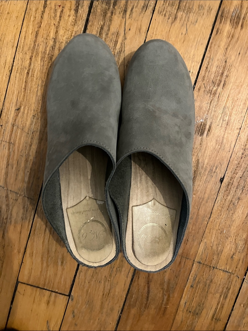 No. 6, blue grey clogs, 41